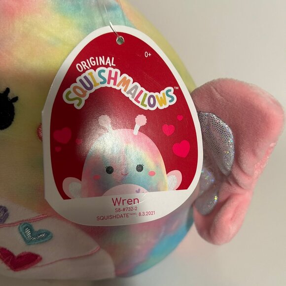 Squishmallows Wren The Butterfly New With Tag 8" With Hearts - Picture 8 of 9